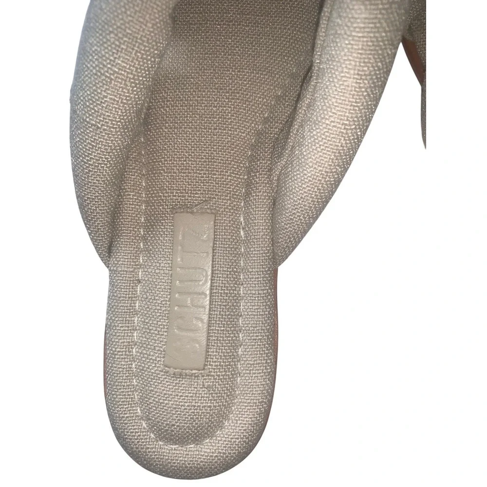 SCHUTZ Fairy Casual Linen Sandals Oyster Square Toe Sandal Size 5B With Dust Bag